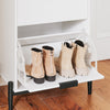 SoBuy FSB95-W Dulap de pantofi cu 2 compartimente rabatabile și 1 ușă din sticlă, Mobilier de intrare Design – 59x40x115 cm, Alb