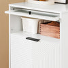 SoBuy FSB95-W Dulap de pantofi cu 2 compartimente rabatabile și 1 ușă din sticlă, Mobilier de intrare Design – 59x40x115 cm, Alb