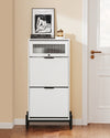 SoBuy FSB95-W Dulap de pantofi cu 2 compartimente rabatabile și 1 ușă din sticlă, Mobilier de intrare Design – 59x40x115 cm, Alb