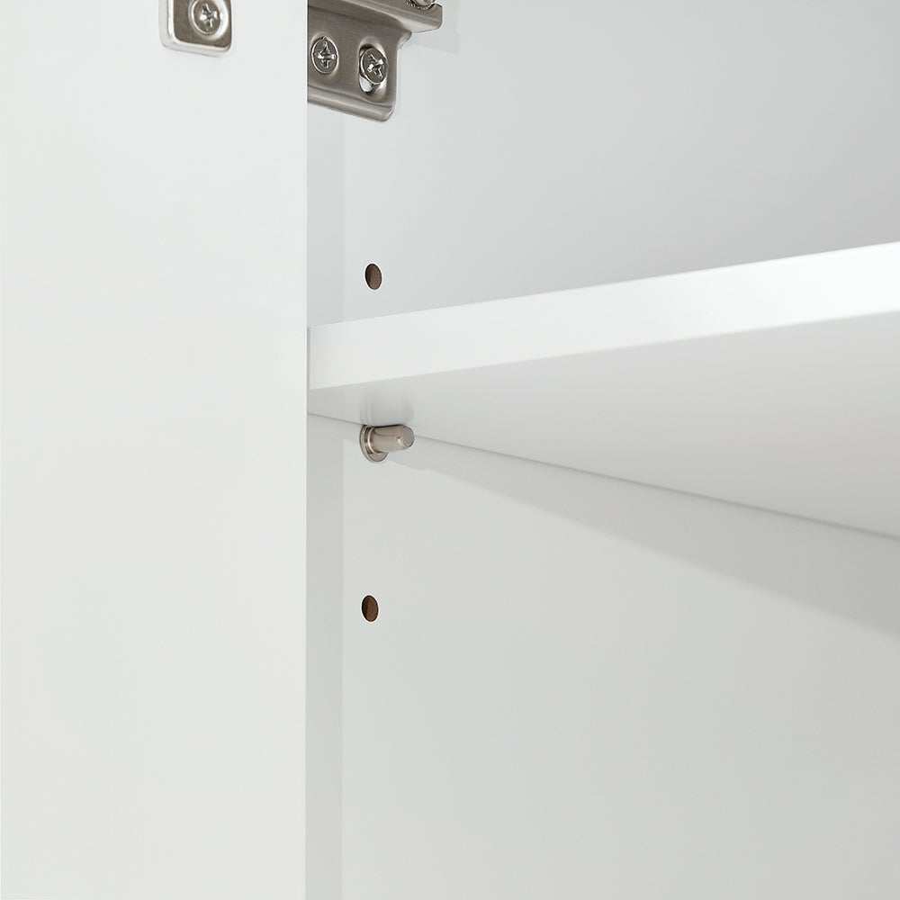 SoBuy FSB97-WN Bufet jos alb și bambus, 1 sertar, 2 uși și rafturi reglabile pentru hol, living sau bucătărie – 60x34x85 cm, sarcină 80kg