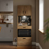 SoBuy FSB98-E-N Buffet Cuisine avec 2 Prises électriques et 2 Ports USB 60×40×170 cm | Meuble de cuisine avec lampe LED à détection, pour micro-ondes, idéal studios et petits espaces, PB et MDF (E1)