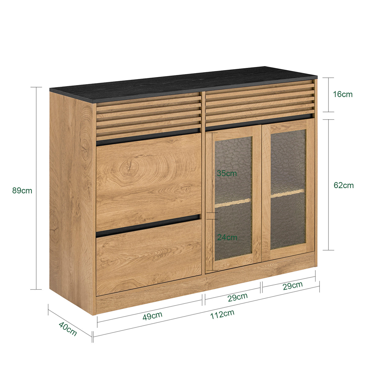 SoBuy FSB99-N Buffet Bas Multifonction avec 3 Portes et 3 Tiroirs, Meuble Rangement pour Cuisine, Salle à Manger ou Entrée, Naturel 112×40×89 cm