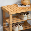 SoBuy FSR02-K-N Banc pentru Pantofi din Bambus cu Șezut și Raft de Depozitare pentru Intrare – 50x29x45 cm, Natural