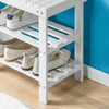 SoBuy FSR02-K-W Banchetă pentru încălțăminte din bambus cu șezut și raft de depozitare pentru hol – 50x29x46 cm, alb