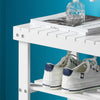 SoBuy FSR02-K-W Banchetă pentru încălțăminte din bambus cu șezut și raft de depozitare pentru hol – 50x29x46 cm, alb