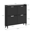 SoBuy FSR100-SCH Pantofar cu 4 Uși Rabatabile, Ultra-Subțire 19cm, Organizator Compact pentru Intrare Hol – 100x19x91 cm, Negru