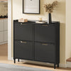 SoBuy FSR100-SCH Pantofar cu 4 Uși Rabatabile, Ultra-Subțire 19cm, Organizator Compact pentru Intrare Hol – 100x19x91 cm, Negru