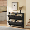 SoBuy FSR100-SCH Pantofar cu 4 Uși Rabatabile, Ultra-Subțire 19cm, Organizator Compact pentru Intrare Hol – 100x19x91 cm, Negru