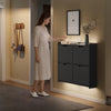 SoBuy FSR100-SCH Pantofar cu 4 Uși Rabatabile, Ultra-Subțire 19cm, Organizator Compact pentru Intrare Hol – 100x19x91 cm, Negru