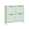 SoBuy FSR100-GR Dulap de pantofi ultra-subțire 19cm – 4 Compartimente rabatabile, 8-12 Perechi, Anti-răsturnare, 60kg – Verde Salvie
