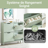 SoBuy FSR100-GR Dulap de pantofi ultra-subțire 19cm – 4 Compartimente rabatabile, 8-12 Perechi, Anti-răsturnare, 60kg – Verde Salvie