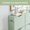 SoBuy FSR100-GR Dulap de pantofi ultra-subțire 19cm – 4 Compartimente rabatabile, 8-12 Perechi, Anti-răsturnare, 60kg – Verde Salvie