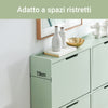SoBuy Intrare raft de încălțăminte subțire cu 4 uși și 4 compartimente de economisire 100x19x91 cm FSR100-GR