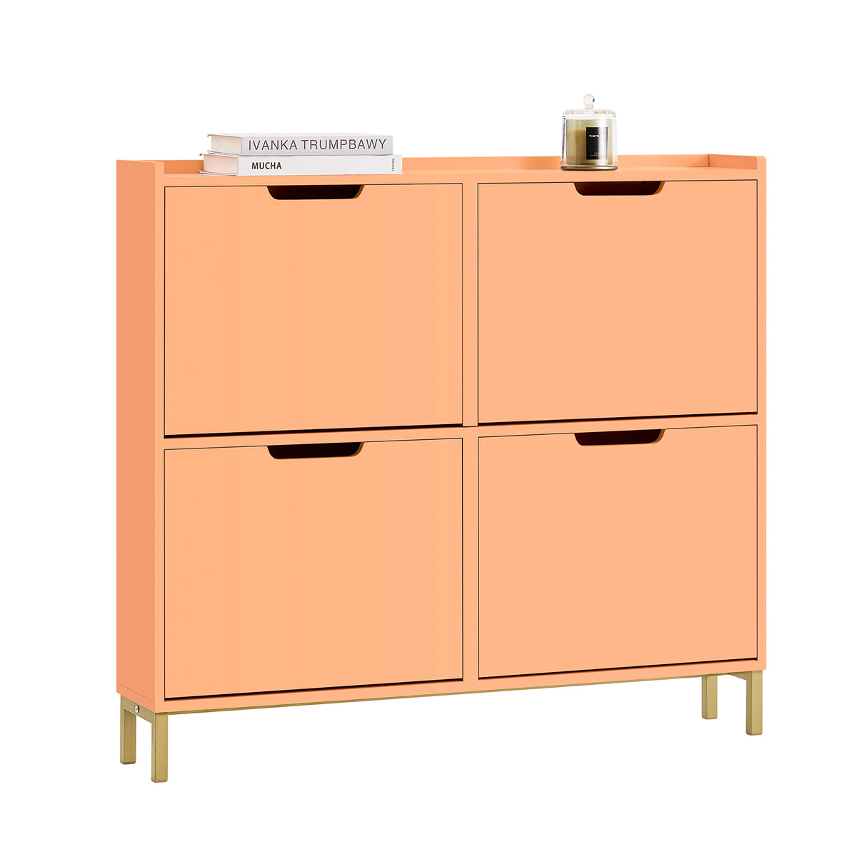 SoBuy FSR100-RS Meuble à Chaussures Design Élégant 4 Abattants – Déco Entrée Moderne – 100x19x91 cm Rosé