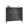 SoBuy Intrare raft de încălțăminte subțire cu 4 uși și 4 compale de economisire neagră 100x19x91 cm fsr100-shch