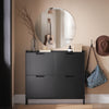 SoBuy FSR100-SCH Pantofar cu 4 Uși Rabatabile, Ultra-Subțire 19cm, Organizator Compact pentru Intrare Hol – 100x19x91 cm, Negru