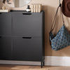 SoBuy Intrare raft de încălțăminte subțire cu 4 uși și 4 compale de economisire neagră 100x19x91 cm fsr100-shch