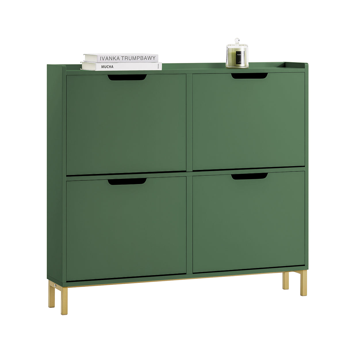 SoBuy FSR100-SY Meuble à Chaussures Ultra-Slim 19 cm Faible Profondeur – 4 Abattants, 8 Paires – Vert Sauge