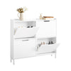 SoBuy FSR100-W Dulap de Pantofi Ultra-Subțire 19cm – 4 Uși Rabatabile, 12-20 Perechi, Anti-Răsturnare, 60kg – Alb