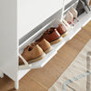 SoBuy Cicatrice cu 4 compartimente, culoare albă. Dimensiuni: aproximativ 100 x 19 x 91 cm FSR100-W