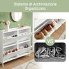 SoBuy Cicatrice cu 4 compartimente, culoare albă. Dimensiuni: aproximativ 100 x 19 x 91 cm FSR100-W