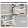 SoBuy FSR102-W Banc pentru Pantofi cu Pernă Căptușită, Ladă și 2 Uși de Depozitare pentru Hol – 90x33x50 cm, Alb
