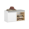 SoBuy FSR109-WN Banc pentru Pantofi cu Pernă Căptușită și Raft Detașabil pentru Hol Intrare – 80x35x45 cm, Alb și Natur