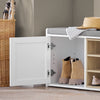 SoBuy FSR109-WN Banc pentru Pantofi cu Pernă Căptușită și Raft Detașabil pentru Hol Intrare – 80x35x45 cm, Alb și Natur