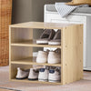 SoBuy FSR109-WN Banc pentru Pantofi cu Pernă Căptușită și Raft Detașabil pentru Hol Intrare – 80x35x45 cm, Alb și Natur
