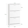 SoBuy FSR110-W Meuble d'Entrée avec 3 Abattants + Placard Rangement Chaussures - Meuble à Chaussures pour Couloir, Studio ou Appartement - Blanc 71x24x111cm