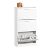 SoBuy FSR110-W Meuble d'Entrée avec 3 Abattants + Placard Rangement Chaussures - Meuble à Chaussures pour Couloir, Studio ou Appartement - Blanc 71x24x111cm