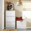 SoBuy FSR110-W Meuble d'Entrée avec 3 Abattants + Placard Rangement Chaussures - Meuble à Chaussures pour Couloir, Studio ou Appartement - Blanc 71x24x111cm