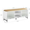SoBuy FSR115-W Banc à Chaussures avec Coussin Rembourré, 4 Compartiments et 2 Portes Coulissantes en Verre pour Entrée – 110x34x46 cm, Blanc
