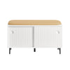 SoBuy Bancă cu scaun, suport de încălțăminte cu 2 uși glisante, bancă de intrare cu compartiment de depozitare, 85x37x49cm FSR116-W