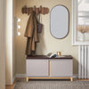 SoBuy FSR188-N Banchetă pentru Pantofi cu Pernă Căptușită, 2 Uși și 4 Compartimente Deschise pentru Intrare – 104x35x47 cm, Natural