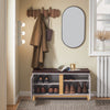 SoBuy FSR188-N Banchetă pentru Pantofi cu Pernă Căptușită, 2 Uși și 4 Compartimente Deschise pentru Intrare – 104x35x47 cm, Natural