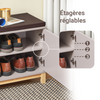 SoBuy FSR188-N Banchetă pentru Pantofi cu Pernă Căptușită, 2 Uși și 4 Compartimente Deschise pentru Intrare – 104x35x47 cm, Natural