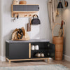 SoBuy FSR117-SCH Banc pentru pantofi cu pernă căptușită și 2 uși, Mobilier de intrare – 90x34x46 cm, Negru
