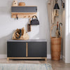 SoBuy FSR117-SCH Banc pentru pantofi cu pernă căptușită și 2 uși, Mobilier de intrare – 90x34x46 cm, Negru