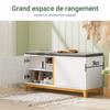 SoBuy FSR117-W Banc pentru Pantofi cu Pernă Căptușită și 2 Uși, Mobilier pentru Hol – 90x34x46 cm, Alb
