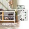 SoBuy FSR117-W Banc pentru Pantofi cu Pernă Căptușită și 2 Uși, Mobilier pentru Hol – 90x34x46 cm, Alb