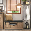SoBuy FSR118-BR Banc pentru Pantofi cu Pernă Căptușită și Ladă de Depozitare pentru Intrare – 100x35x46 cm, Maro