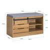 SoBuy FSR120-N Banc pentru încălțăminte cu ușă de hambar culisantă și spațiu de depozitare pentru hol – 80x35x48 cm, Natur