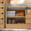 SoBuy Eșarfă cu uși glisante raft de încălțăminte cu suport de hambar, colibă cu pernă în stil vintage l80xp35xa48cm fsr120-n