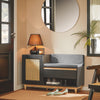 SoBuy FSR128-SCH Meuble Chaussure Banc Chaussures Entrée avec Tiroir, Porte à Treillis, Coussin Confortable pour Meuble d'Entrée ou Banc d'Entrée, Rangement Chaussures Noir 100x35x60cm