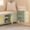 SoBuy FSR129-GR Banc pentru Pantofi 100cm – Pernă, 3 Sertare, 2 Uși cu Plasă Ventilată, 150kg – Verde