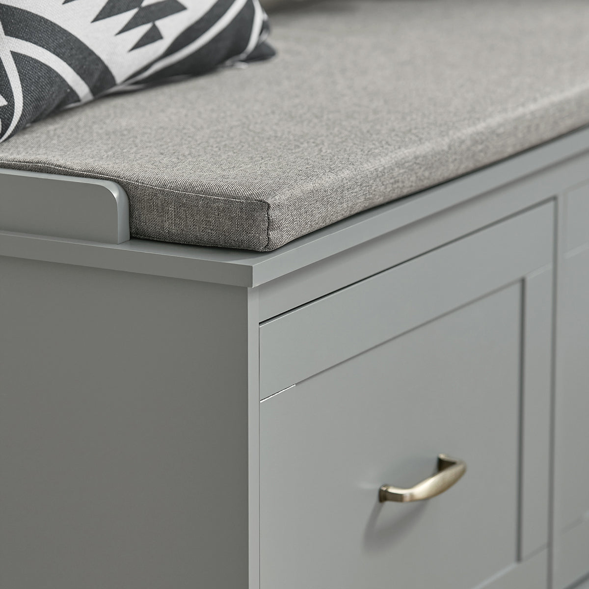 SoBuy FSR131-HG Banc d’Entrée avec Coussin Rembourré et 2 Tiroirs – Charge 150 kg – Gris