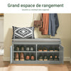 SoBuy FSR131-HG Banc pentru Pantofi cu Pernă Căptușită și 2 Uși, Mobilier de Hol – 90x34x46 cm, Gri