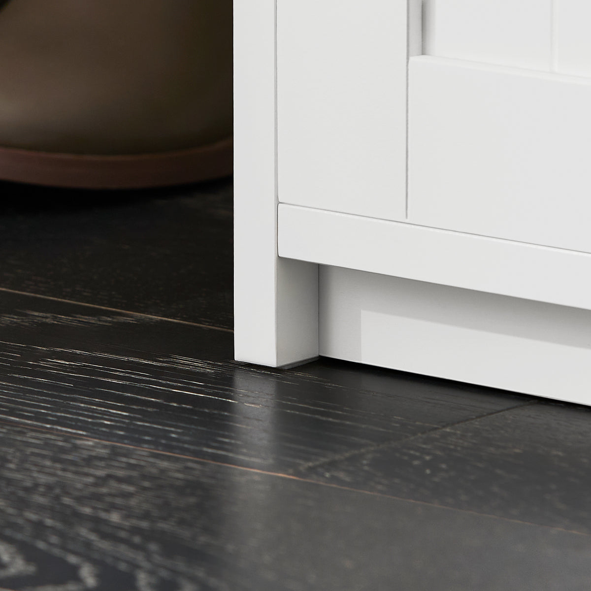 SoBuy FSR133-K-W Banc pentru Pantofi cu Pernă Căptușită, Ușă de Hambar Glisantă și 6 Compartimente, Capacitate 200 kg pentru Hol – 90x35x46 cm, Alb