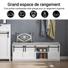 SoBuy FSR133-W Banc de Pantofi cu Ușă Glisantă Tip Hambar și 6 Compartimente pentru Hol – 120x35x45 cm, Alb